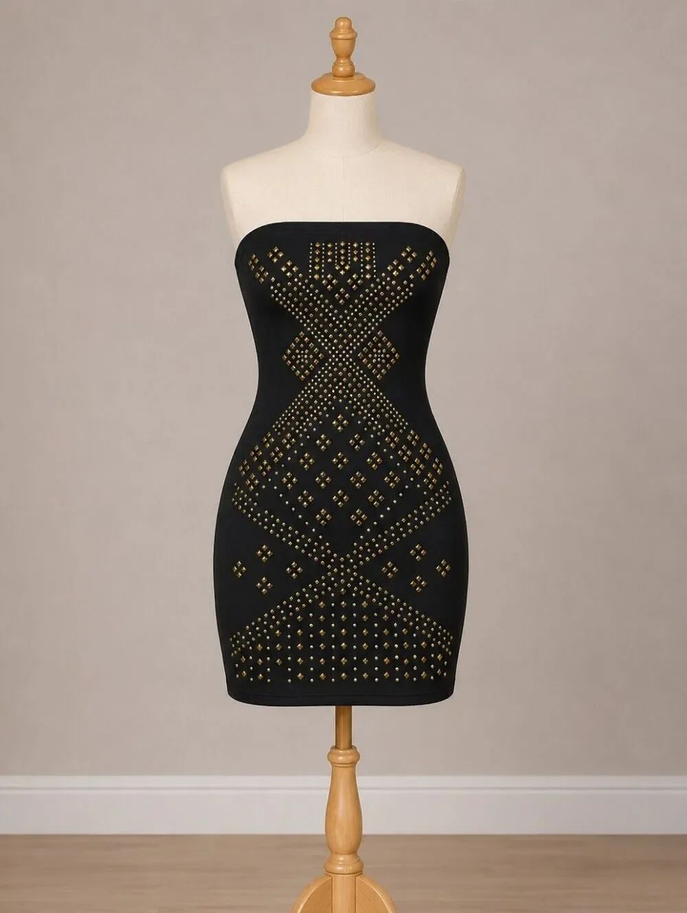 Deb Black and Gold Strapless Sequin Bodycon Dress